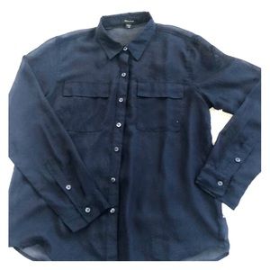Navy blue sheer button up